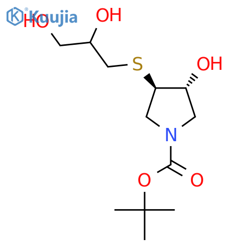 Tert-butyl (3R,4R)-3-[(2,3-dihydroxypropyl)sulfanyl]-4-hydroxypyrrolidine-1-carboxylate structure
