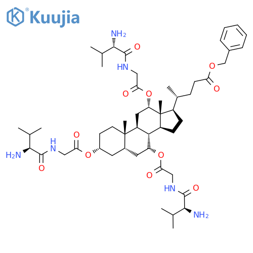 (3R,5S,7R,8R,9S,10S,12S,13R,14S,17R)-17-((R)-5-(benzyloxy)-5-oxopentan-2-yl)-10,13-dimethylhexadecahydro-1H-cyclopenta[a]phenanthrene-3,7,12-triyl tris(2-((S)-2-amino-3-methylbutanamido)acetate) structure