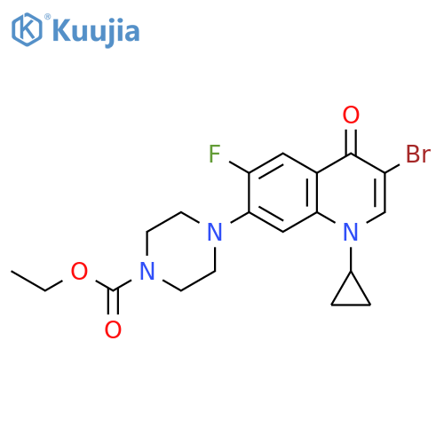 4-(3-bromo-1-cyclopropyl-6-fluoro-4-oxo-1,4-dihydroquinolin-7-yl)-piperazine-1-carboxylic acid ethyl ester structure