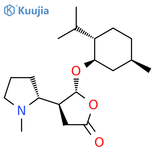 2(3H)-Furanone, dihydro-5-[[(1R,2S,5R)-5-methyl-2-(1-methylethyl)cyclohexyl]oxy]-4-[(2R)-1-methyl-2-pyrrolidinyl]-, (4S,5R)- structure