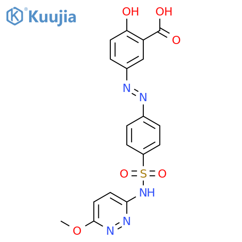 2-Hydroxy-5-(4-{(6-methoxy-3-pyridazinyl)amino-sulfonyl}phenyl)diazenylbenzoic Acid structure