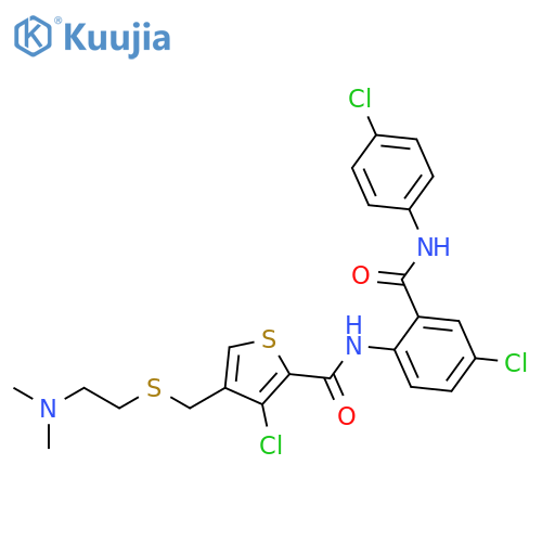 2-Thiophenecarboxamide,3-chloro-N-[4-chloro-2-[[(4-chlorophenyl)amino]carbonyl]phenyl]-4-[[[2-(dimethylamino)ethyl]thio]methyl]- structure