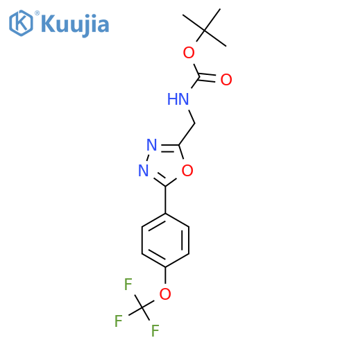[5-(4-Trifluoromethoxy-phenyl)-[1,3,4]oxadiazol-2-ylmethyl]-carbamic acid tert-butyl ester structure