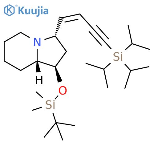 (1R,3S,8aS)-1-[[(1,1-Dimethylethyl)dimethylsilyl]oxy]octahydro-3-[(1Z)-4-[tris(1-methylethyl)silyl]-1-buten-3-yn-1-yl]indolizine structure