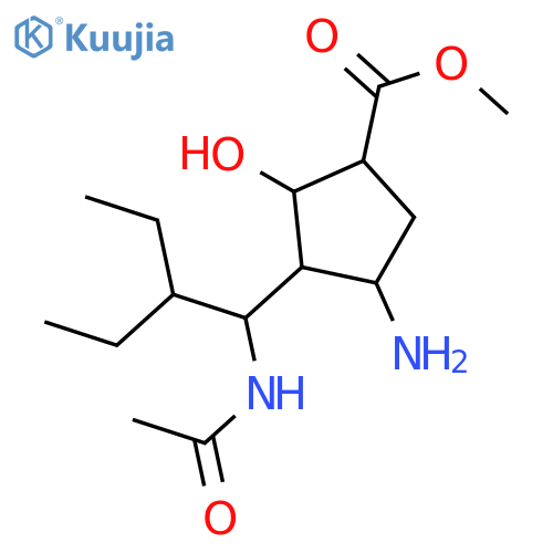 Methyl (1S,2S,3R,4R)-3-[(1R)-1-acetamido-2-ethylbutyl]-4-amino-2-hydroxycyclopentanecarboxylate structure