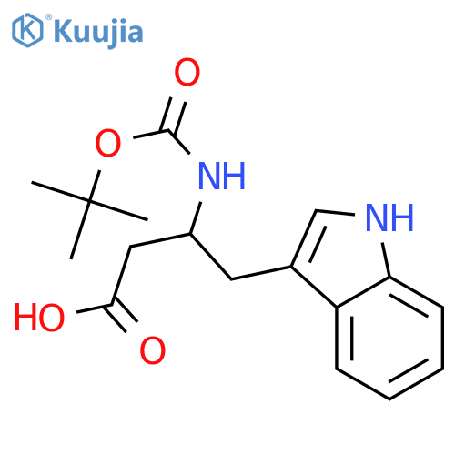 (3S)-3-(tert-butoxycarbonylamino)-4-(1H-indol-3-yl)butanoic acid structure