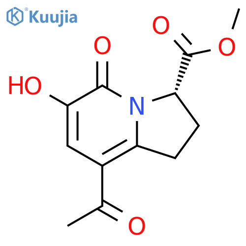 3-Indolizinecarboxylic acid, 8-acetyl-1,2,3,5-tetrahydro-6-hydroxy-5-oxo-, methyl ester, (3S)- structure