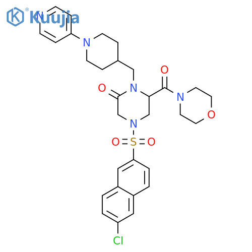 2-Piperazinone, 4-[(6-chloro-2-naphthalenyl)sulfonyl]-6-(4-morpholinylcarbonyl)-1-[[1-(4-pyridinyl)-4-piperidinyl]methyl]- structure