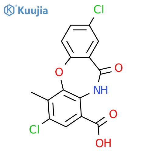 7-Chloro-6-methyl-11-oxo-10H-dibenz[b,f][1,4]oxazepine-9-carboxylic acid; 2-Chloro structure
