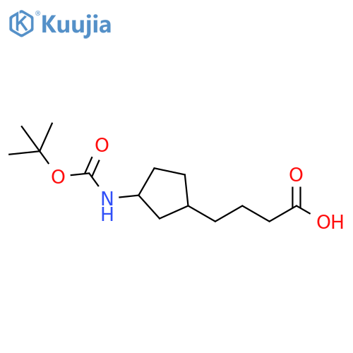 4-(3-{(tert-butoxy)carbonylamino}cyclopentyl)butanoic acid, Mixture of diastereomers structure
