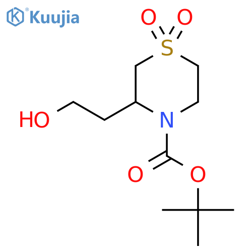Tert-butyl 3-(2-hydroxyethyl)-1,1-dioxo-1lambda6-thiomorpholine-4-carboxylate structure