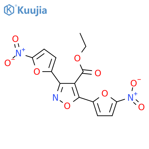 4-Isoxazolecarboxylicacid, 3,5-bis(5-nitro-2-furanyl)-, ethyl ester structure