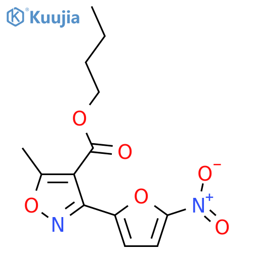 4-Isoxazolecarboxylicacid, 5-methyl-3-(5-nitro-2-furanyl)-, butyl ester structure