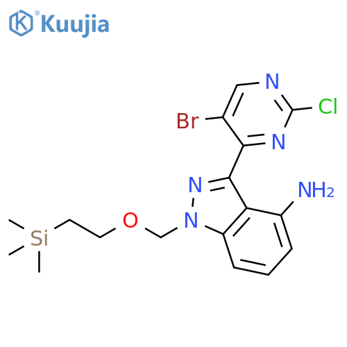 1H-Indazol-4-amine, 3-(5-bromo-2-chloro-4-pyrimidinyl)-1-[[2-(trimethylsilyl)ethoxy]methyl]- structure