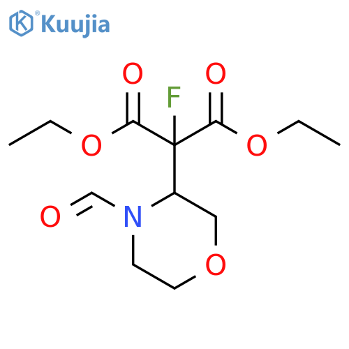 Propanedioic acid, 2-fluoro-2-(4-formyl-3-morpholinyl)-, 1,3-diethyl ester structure
