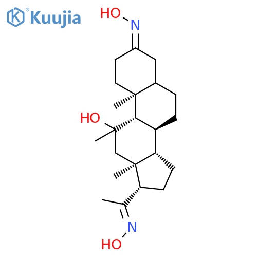 Pregnane-3,20-dione,11-hydroxy-11-methyl-, dioxime, (5b,11b)- (9CI) structure