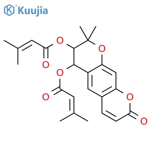 2-Butenoic acid,3-methyl-,(6R,7S)-7,8-dihydro-8,8-dimethyl-2-oxo-2H,6H-benzo[1,2-b:5,4-b']dipyran-6,7-diylester (9CI) structure