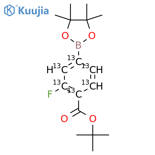 (4-(t-Butoxycarbonyl)-3-fluorophenyl-1,2,3,4,5,6-13c6)boronic acid pinacol ester structure