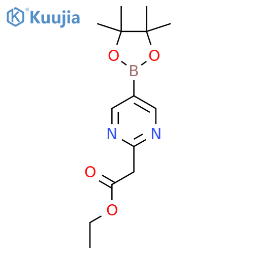 ethyl 2-[5-(tetramethyl-1,3,2-dioxaborolan-2-yl)pyrimidin-2-yl]acetate structure