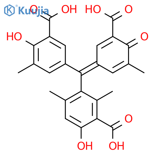 Benzoic acid,3-[(3-carboxy-4-hydroxy-5-methylphenyl)(3-carboxy-5-methyl-4-oxo-2,5-cyclohexadien-1-ylidene)methyl]-6-hydroxy-2,4-dimethyl- structure