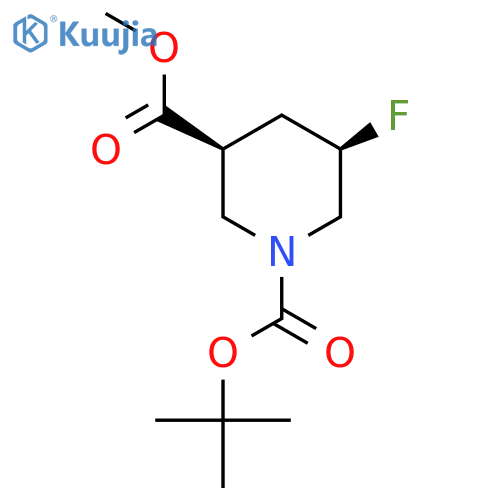 cis-5-Fluoro-piperidine-1,3-dicarboxylic acid 1-tert-butyl ester 3-methyl ester structure