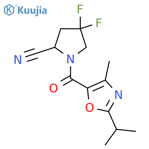 4,4-difluoro-1-4-methyl-2-(propan-2-yl)-1,3-oxazole-5-carbonylpyrrolidine-2-carbonitrile structure