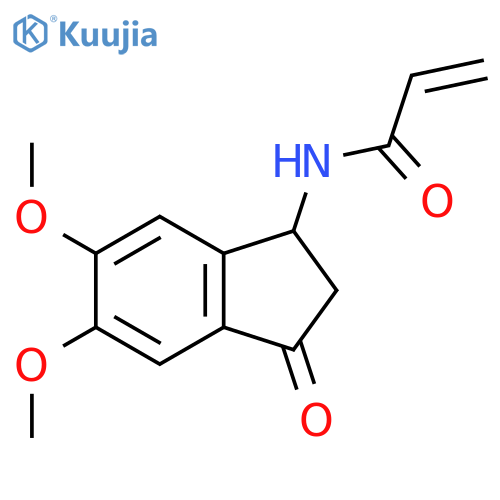 N-(5,6-dimethoxy-3-oxo-2,3-dihydro-1H-inden-1-yl)prop-2-enamide structure