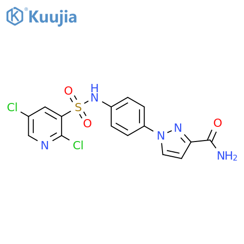1-[4-[[(2,5-Dichloro-3-pyridinyl)sulfonyl]amino]phenyl]-1H-pyrazole-3-carboxamide structure