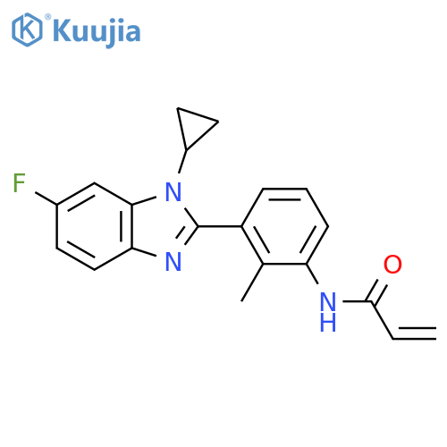 N-[3-(1-Cyclopropyl-6-fluorobenzimidazol-2-yl)-2-methylphenyl]prop-2-enamide structure
