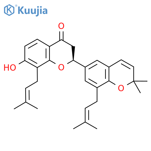 (2S)-2-[2,2-dimethyl-8-(3-methylbut-2-enyl)chromen-6-yl]-7-hydroxy-8-(3-methylbut-2-enyl)-2,3-dihydrochromen-4-one structure