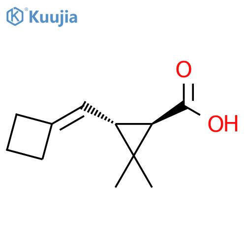 Cyclopropanecarboxylic acid, 3-(cyclobutylidenemethyl)-2,2-dimethyl-, (1R,3R)-rel- structure