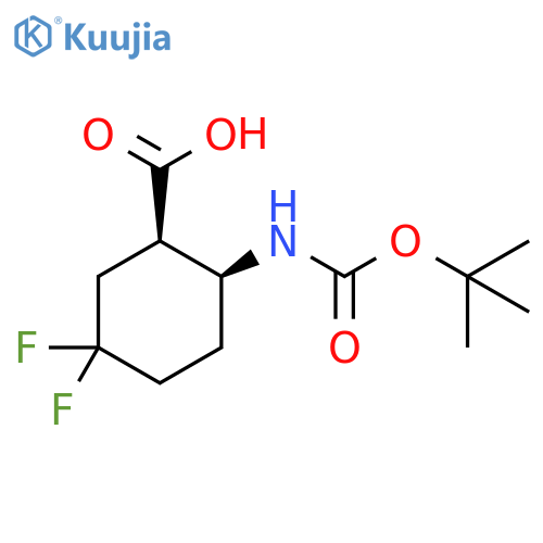 (1R,2S)-2-(tert-butoxycarbonylamino)-5,5-difluoro-cyclohexanecarboxylic acid structure