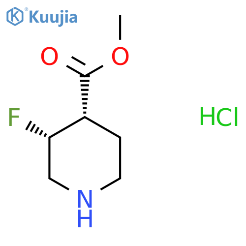4-Piperidinecarboxylic acid, 3-fluoro-, methyl ester, hydrochloride (1:1), (3R,4S)- structure