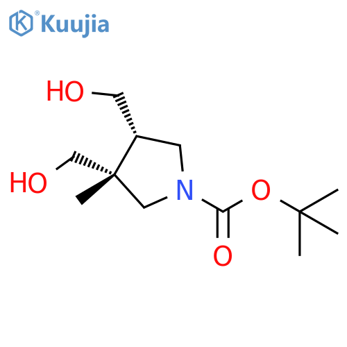 tert-butyl (3R,4S)-3,4-bis(hydroxymethyl)-3-methyl-pyrrolidine-1-carboxylate structure