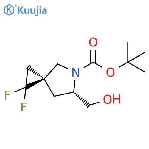 tert-butyl (3S,6S)-2,2-difluoro-6-(hydroxymethyl)-5-azaspiro[2.4]heptane-5-carboxylate structure