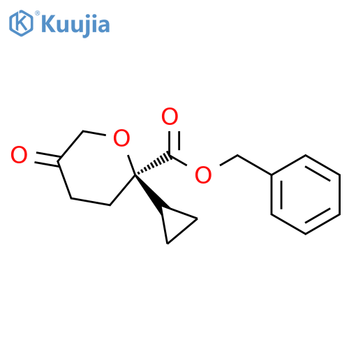 benzyl (2R)-2-cyclopropyl-5-oxo-tetrahydropyran-2-carboxylate structure