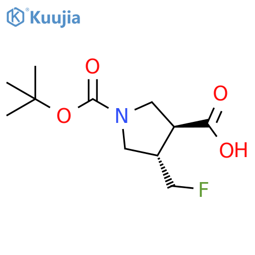(3S,4S)-1-tert-butoxycarbonyl-4-(fluoromethyl)pyrrolidine-3-carboxylic acid structure
