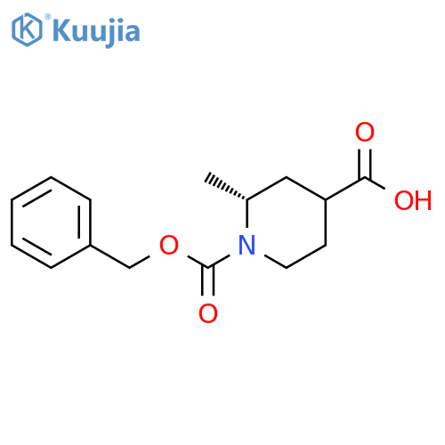(2R)-1-[(benzyloxy)carbonyl]-2-methylpiperidine-4-carboxylic acid structure