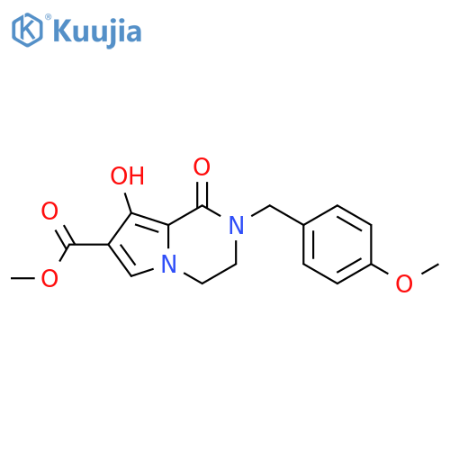 methyl 8-hydroxy-2-[(4-methoxyphenyl)methyl]-1-oxo-3,4-dihydropyrrolo[1,2-a]pyrazine-7-carboxylate structure