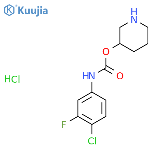3-piperidyl N-(4-chloro-3-fluoro-phenyl)carbamate;hydrochloride structure