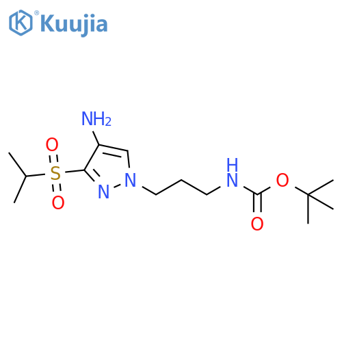 tert-butyl N-[3-(4-amino-3-isopropylsulfonyl-pyrazol-1-yl)propyl]carbamate structure