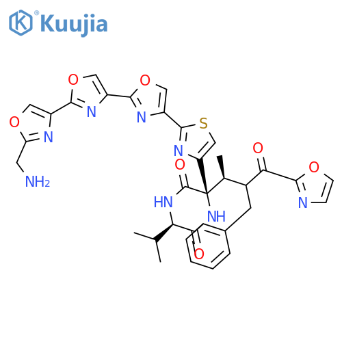 Cyclo[2-[2-[2''-(aminomethyl)[2,4':2',4''-teroxazol]-4-yl]-4-thiazolyl]-5-phenyl-4-oxazolecarbonyl-L-isoleucyl-D-valyl] structure