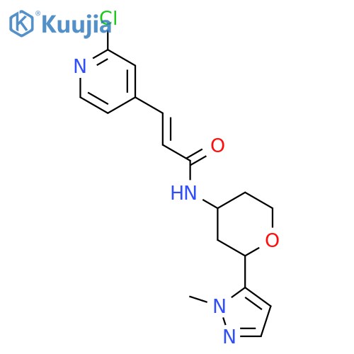 3-(2-chloropyridin-4-yl)-N-[2-(1-methyl-1H-pyrazol-5-yl)oxan-4-yl]prop-2-enamide structure