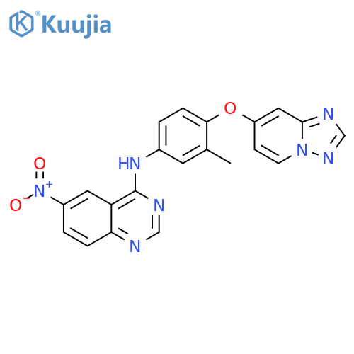 N-3-Methyl-4-(1,2,4triazolo1,5-apyridin-7-yloxy)phenyl-6-nitro-4-quinazolinamine structure