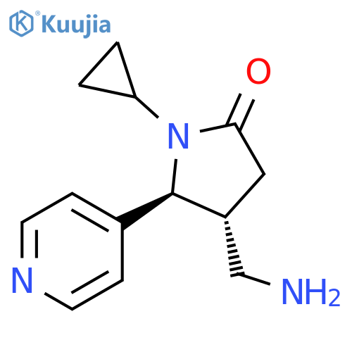 rac-(4R,5S)-4-(aminomethyl)-1-cyclopropyl-5-(pyridin-4-yl)pyrrolidin-2-one structure