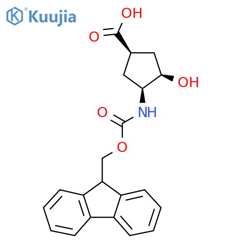 3-{(9H-fluoren-9-ylmethoxy)carbonylamino}-4-hydroxycyclopentane-1-carboxylic acid structure