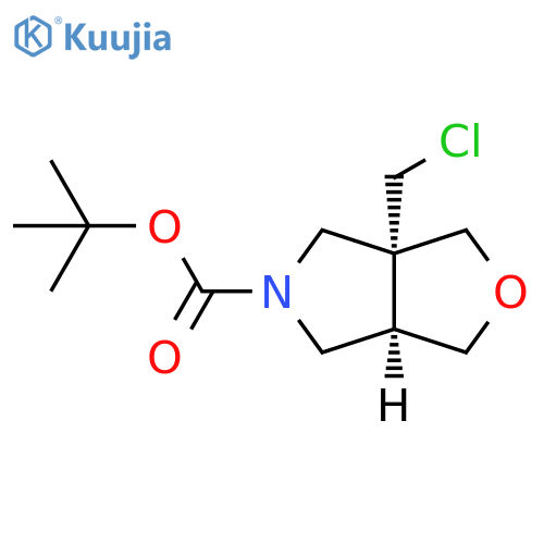 rac-tert-butyl (3aR,6aR)-3a-(chloromethyl)-hexahydro-1H-furo3,4-cpyrrole-5-carboxylate structure