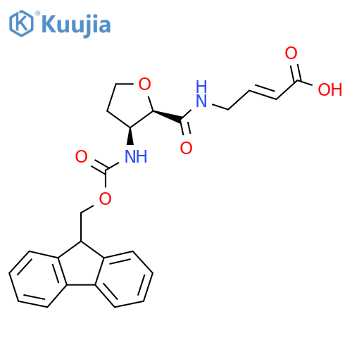 rac-4-{(2R,3S)-3-({(9H-fluoren-9-yl)methoxycarbonyl}amino)oxolan-2-ylformamido}but-2-enoic acid structure