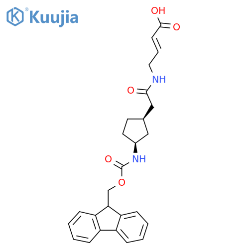 rac-4-{2-(1R,3S)-3-({(9H-fluoren-9-yl)methoxycarbonyl}amino)cyclopentylacetamido}but-2-enoic acid structure