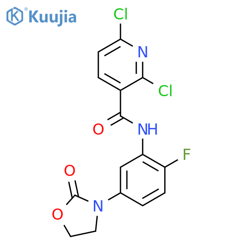 2,6-dichloro-N-[2-fluoro-5-(2-oxo-1,3-oxazolidin-3-yl)phenyl]pyridine-3-carboxamide structure